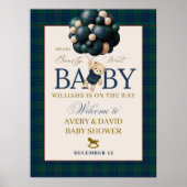 Bearly Wait Preppy Teddy Balloon Baby Shower Poster (Voorkant)