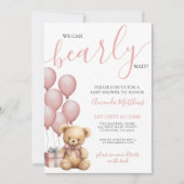 Bearly Wait Roze All In One Beer Babyshower Kaart (Voorkant)