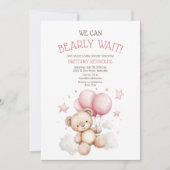 Bearly Wait Roze Beer Baby shower Kaart (Voorkant)