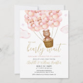 Bearly Wait Roze Meisje All-in-One Baby Shower Kaart (Voorkant)