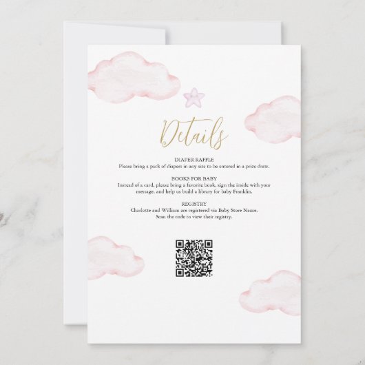 Bearly Wait Roze Meisje All-in-One Baby Shower Kaart (Achterkant)