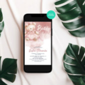 Bearly Wait Roze Pastel Teddy Bear Baby shower Kaart