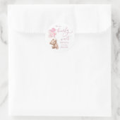 Bearly Wait Roze Teddybeer Baby Shower Ronde Sticker (Tas)