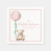 Bearly Wait Roze Teddybeer Baby Shower Servetten (Voorkant)