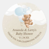 Bearly Wait Stofblauwe Teddydbeer Ronde Sticker (Voorkant)