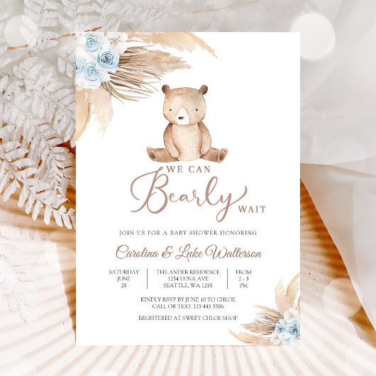 Bearly Wait Teddy Baby Shower Invitation Kaart