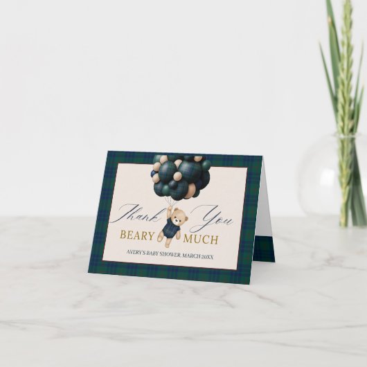 Bearly Wait Teddy Balloon Baby Shower books Bedankkaart (Voorkant)