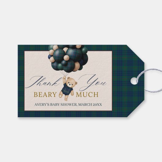 Bearly Wait Teddy Balloon Baby Shower books Cadeaulabel (Voorkant (Horizontaal))