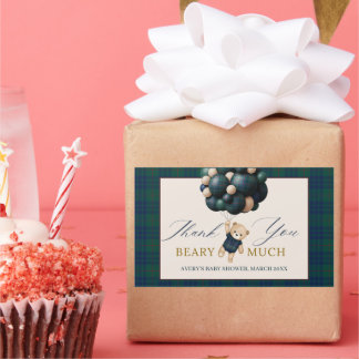 Bearly Wait Teddy Balloon Baby Shower books Rechthoekige Sticker