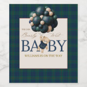 Bearly Wait Teddy Balloon Baby Shower books Wijn Etiket (Enkel label)