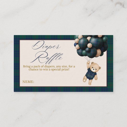 Bearly Wait Teddy Balloon Baby Shower diaper Informatiekaartje (Achterkant)