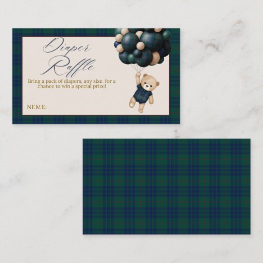 Bearly Wait Teddy Balloon Baby Shower diaper Informatiekaartje (Voorkant / Achterkant)