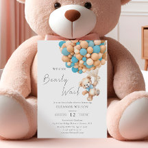 Bearly Wait Teddy Bear Baby shower Blue Balloon