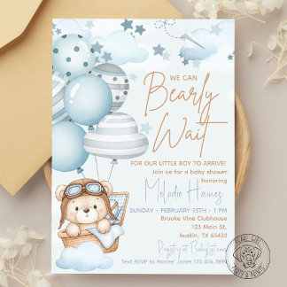 Bearly Wait Teddy Bear Baby Shower Kaart