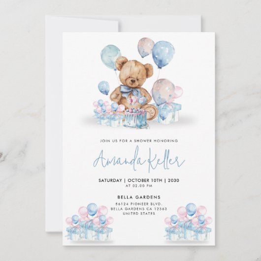 Bearly Wait Teddy Bear Baby shower Uitnodiging (Voorkant)