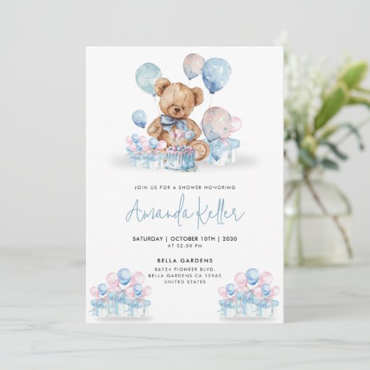 Bearly Wait Teddy Bear Baby shower Uitnodiging (Staand voorkant)