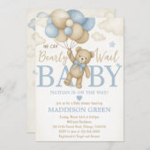 Bearly Wait Teddy Bear Baby shower Uitnodiging (Voorkant / Achterkant)