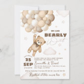 Bearly Wait Teddy Bear Ballon Genderneutrale Baby Kaart (Voorkant)