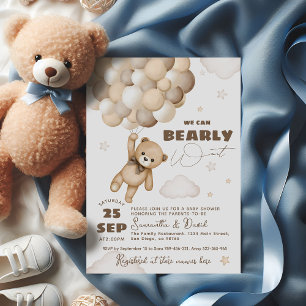 Bearly Wait Teddy Bear Ballon Genderneutrale Baby Kaart