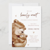 Bearly Wait Teddy Bear Boho Neutral Baby Shower Kaart (Voorkant)