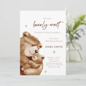 Bearly Wait Teddy Bear Boho Neutral Baby Shower Kaart (Staand voorkant)