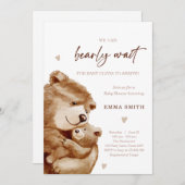 Bearly Wait Teddy Bear Boho Neutral Baby Shower Kaart (Voorkant / Achterkant)