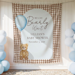 Bearly Wait Teddy Bear Boy Baby shower Achtergrond Wandkleed