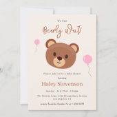 Bearly Wait Teddy Bear Bruin Roze Meisje Baby show Kaart (Voorkant)