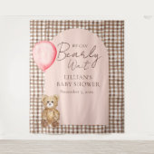 Bearly Wait Teddy Bear Girl Baby Shower Backdrop Wandkleed (Voorkant)