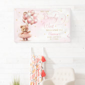 Bearly Wait Teddy Bear Girl baby shower Welkom Spandoek (Insitu)