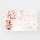 Bearly Wait Teddy Bear Girl baby shower Welkom Spandoek (Horizontaal)