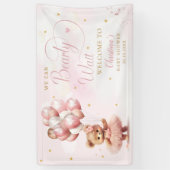 Bearly Wait Teddy Bear Girl baby shower Welkom Spandoek (Verticaal)