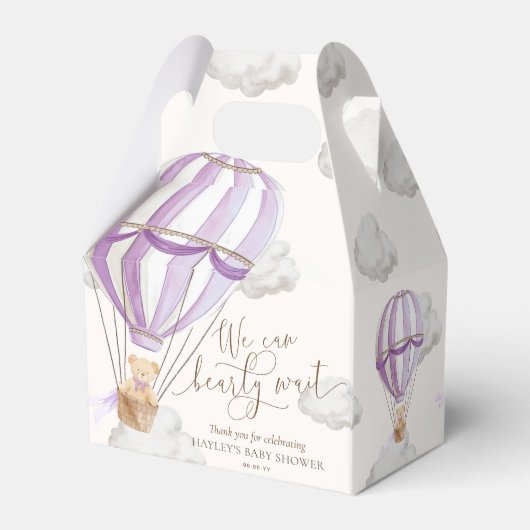 Bearly Wait Teddy Bear Hete Luchtballon Baby showe Bedankdoosjes (Achterkant)