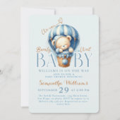 Bearly Wait Teddy Bear Hete Luchtballon Blauw Kaart (Voorkant)