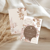 Bearly Wait Teddy Bear Neutral Boho Baby Shower Kaart
