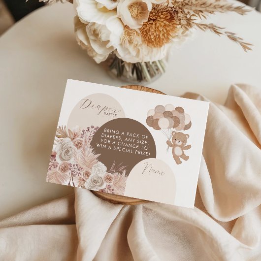 Bearly Wait Teddy Bear Neutral Diaper Raffle Informatiekaartje