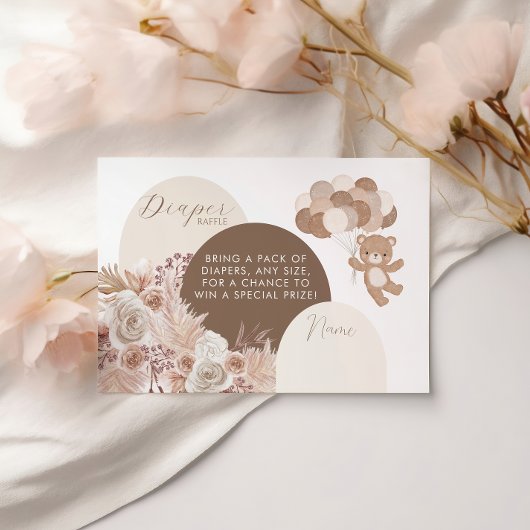 Bearly Wait Teddy Bear Neutral Diaper Raffle Informatiekaartje