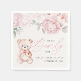 Bearly Wait Teddy Bear Peony Baby shower Papier Servet