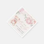 Bearly Wait Teddy Bear Peony Baby shower Papier Servet (Hoek)