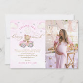 Bearly Wait Teddy Bear Roze Meisje Baby shower Fot Bedankkaart (Voorkant)