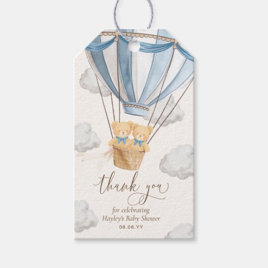 Bearly Wait Teddy Bear Thank You Twins Baby Shower Cadeaulabel (Voorkant)