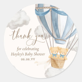 Bearly Wait Teddy Bear Thank You Twins Baby Shower Ronde Sticker