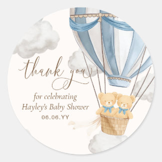 Bearly Wait Teddy Bear Thank You Twins Baby Shower Ronde Sticker