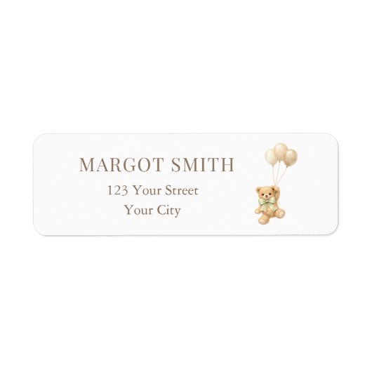 Bearly Wait Teddybeer Babyshower Retouradres Etiket (Voorkant)