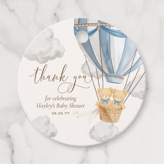 Bearly Wait Teddybeer Bedankt Tweeling Baby Shower Bedankjes Labels (Voorkant)