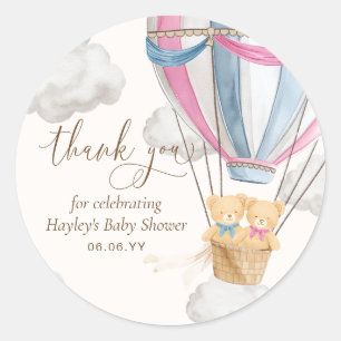 Bearly Wait Teddybeer Bedankt Tweeling Baby Shower Ronde Sticker