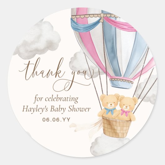 Bearly Wait Teddybeer Bedankt Tweeling Baby Shower Ronde Sticker (Voorkant)