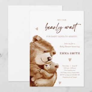 Bearly Wait Teddybeer Boho Neutrale Baby Shower Kaart