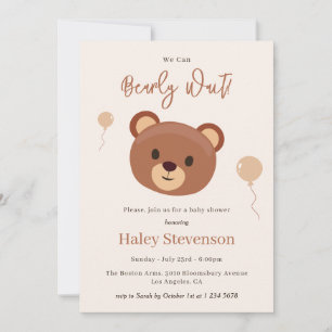 Bearly Wait Teddybeer Bruin Neutraal Baby Shower Kaart