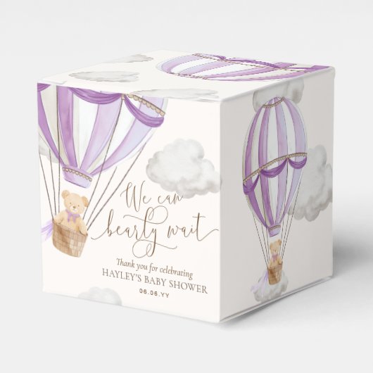 Bearly Wait Teddybeer Heet Luchtballon Baby Shower Bedankdoosjes (Voorkant Zijde)